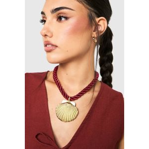 Statement Shell Rope Necklace - Jaune Or - One Size, Jaune Or