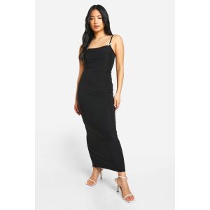 "Petite" Robe Maxi À Détail De Nœud Contrasté - Noir - 42, Noir