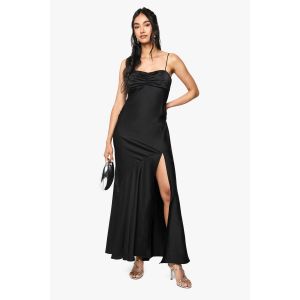 Robe Maxi En Satin - Noir - 36, Noir
