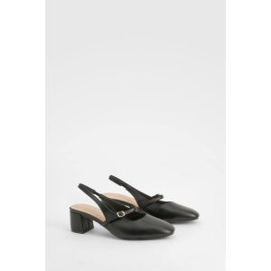 Wide Fit Slingback Low Block Ballet - Noir - 36, Noir