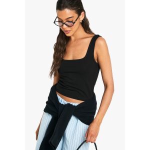 Gilet À Encolure Carrée Premium Super Doux À Larges Bretelles - Noir - 34, Noir