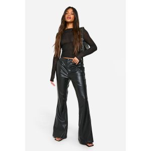 Pantalon Flare En Synthétique Taille Haute - Noir - 44, Noir