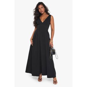 Structured Skater Maxi Dress - Noir - 38, Noir