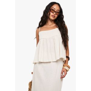 Camisole Peplum Look Lin - Beige - 34, Beige