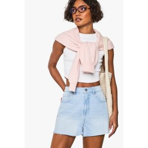 Short En Denim Mini Pour Grande Taille - Délavé - 34, Délavé