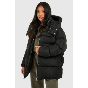 "Petite" Veste Doudoune Oversize À Détail De Poche - Noir - 36, Noir