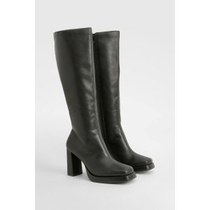 Bottes Montantes À Plateforme Avec Talon Bloc - Noir - 37, Noir