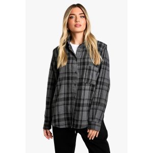 Chemise À Carreaux Cintrée Avec Épaulettes - Gris Anthracite - 38, Gris Anthracite