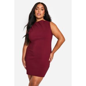 "Plus" Bengaline Robe Mini A-Line Grande Taille - Rouge Lie De Vin - 48, Rouge Lie De Vin