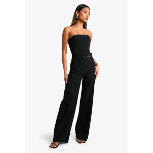 Combinaison À Jambes Larges Avec Bandeau Et Ceinture - Noir - 44, Noir