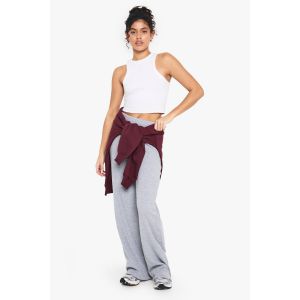 Pantalon À Double Couche Côtelé En Modal Et Jambes Larges - Gris Perle - 40, Gris Perle
