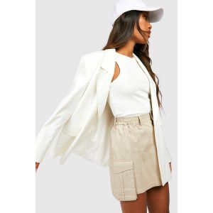 Jupe Cargo Micro Mini À Taille Élastiquée - Gris Pierre - 40, Gris Pierre