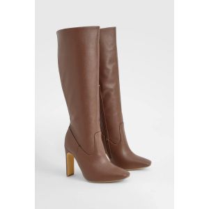 Bottes Mi-Mollet Texturées À Coupe Large - Marron Chocolat - 41, Marron Chocolat