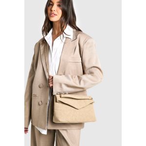 Sac À Bandoulière À Rabat Et Poignée En Chaîne - Marron Taupe - One Size, Marron Taupe