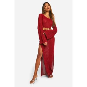 Robe Maxi En Crochet Avec Détail Découpé Et Perles En Bois - Orange Rouille - 40, Orange Rouille