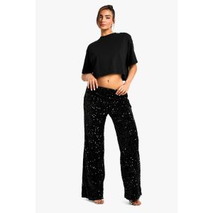 Pantalon Flare En Velours Et Sequins À Étoiles - Noir - 40, Noir