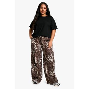Pantalon Large En Tissu Tissé À Motif Léopard "Plus" - Leopard - 48, Leopard