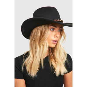 Chapeau Western À Détail De Garniture À Boucle - Noir - One Size, Noir