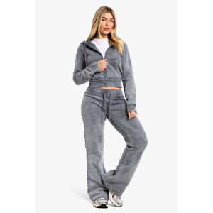Jogger Délavé À Taille Basse, Ajusté Et À Jambe Évasée - Gris Anthracite - Xl, Gris Anthracite