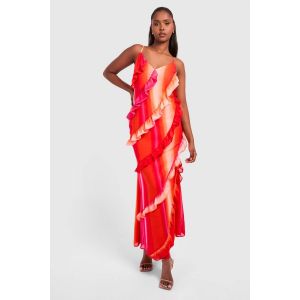Robe Maxi Ombre À Volants Et À Étages - Rose - 40, Rose