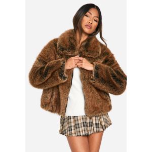 Manteau En Synthétique De Qualité Supérieure À Col - Marron Chocolat - 44, Marron Chocolat