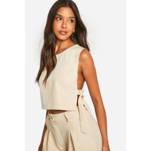 Tie Side Tailored Crop Top - Marron Sable - 40, Marron Sable