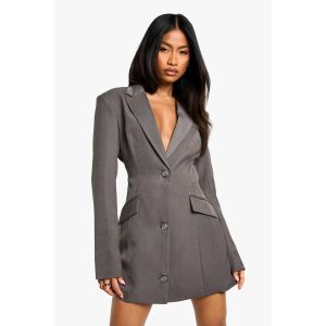 Tailored Structured Cinched Waist Blazer Dress - Gris - 36, Gris