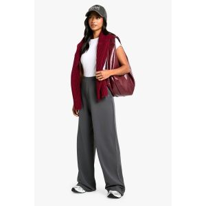 "Petite" - Pantalon Large Stretch Taille Haute - Gris Foncé - 40, Gris Foncé
