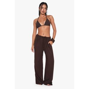 Pantalon De Plage À Jambes Larges En Étamine - Marron - M, Marron