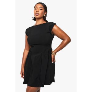 Robe Skater En Bengaline Pour Grande Taille À Manches Courtes - Noir - 44, Noir