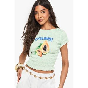 T-Shirt Bébé Papaya Market À Fronces Et Imprimé Graphique - Citron Vert - 34, Citron Vert