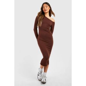 Robe Mi-Longue Asymétrique - Marron Chocolat - 36, Marron Chocolat