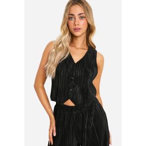 Gilet De Costume Large Plissé Sans Manches - Noir - 38, Noir