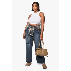 "Plus" Basics Jeans Boyfriend Avec Déchirure Au Genou - Bleu - 56, Bleu