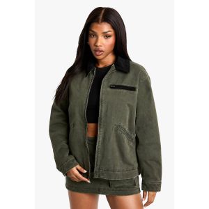 Veste Lavée À Col En Velours Côtelé - Vert Kaki - 40, Vert Kaki