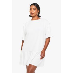 Robe Smock "Plus" En Tissu Côtelé À Ourlet Tombant - Blanc - 44, Blanc