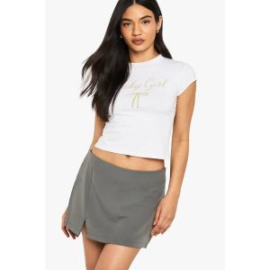 Split Hem Mini Skort - Gris - 40, Gris