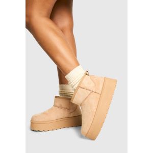 Bottes À Plateforme Doublées De Synthétique - Marron Sable - 40, Marron Sable