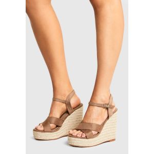 Wedges À Deux Brides Croisées - Marron Taupe - 40, Marron Taupe