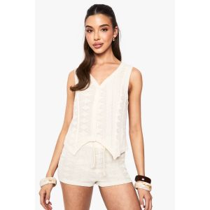 Mix And Match Gilet Tricoté À Motifs Texturés - Blanc Cassé - 36, Blanc Cassé