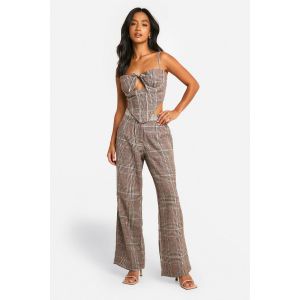 "Petite" Effet Laine, Pantalon Large À Jambes Larges - Marron - 36, Marron