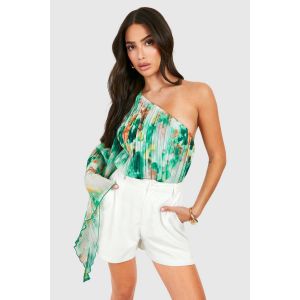 Body "Petite" À Plis, À Manches D'Ange Larges - Vert - 34, Vert