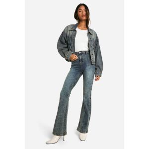 Jean Flare Taille Haute Effet Galbant - Rouge Vin - 42, Rouge Vin
