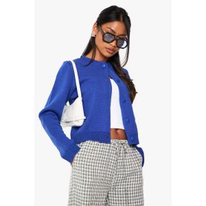 Cardigan Tricoté Boutonné Cobalt - Bleu Roi - S, Bleu Roi