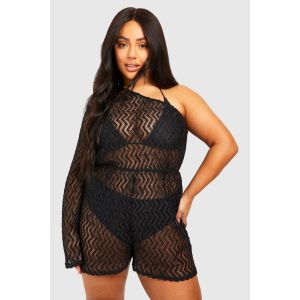 "Plus" Combinaison De Plage En Maille Jersey À Une Épaule - Noir - 56, Noir
