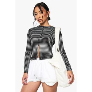Cardigan Rayé À Boutons - Noir - 34, Noir