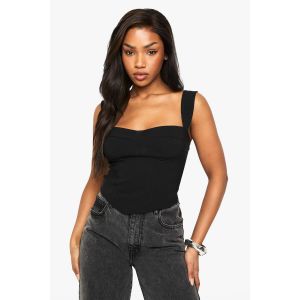 Bengaline Cup Detail Corset Top - Noir - 40, Noir