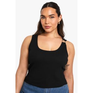 Gilet Côtelé Grande Taille À Garniture Dorée - Noir - 44, Noir