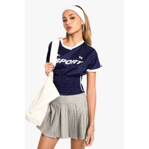 Jupe Micro-Mini Plissée À Fines Rayures Premium - Gris - 38, Gris