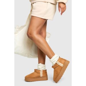 Ultra Mini Bottes Cosy À Plateforme Brodée - Marron Noisette - 39, Marron Noisette